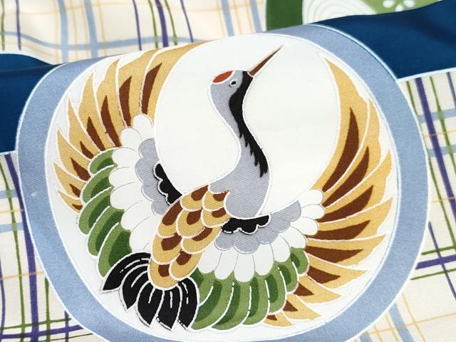 平和屋着物[]七五三　男の子　祝着・被布セット　飛鶴絵巻松丸文　金彩　逸品　DABG3166ma