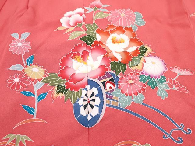 平和屋着物[]七五三　女の子　３歳　祝着　三つ身　長襦袢(袷・半衿刺繍)セット　友禅　花車文　暈し染め　逸品　DABG3167ma