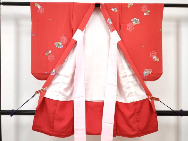 平和屋着物[]七五三　女の子　３歳　祝着　三つ身　長襦袢(袷・半衿刺繍)セット　麻の葉梅花文　逸品　DABG3169ma