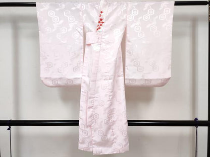 平和屋着物[]七五三　女の子　３歳　祝着　三つ身　長襦袢(袷・半衿刺繍)セット　麻の葉梅花文　逸品　DABG3169ma
