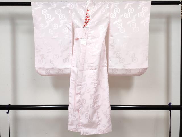 平和屋着物[]七五三　女の子　３歳　祝着　三つ身　長襦袢(袷・半衿刺繍)セット　麻の葉梅花文　逸品　DABG3169ma
