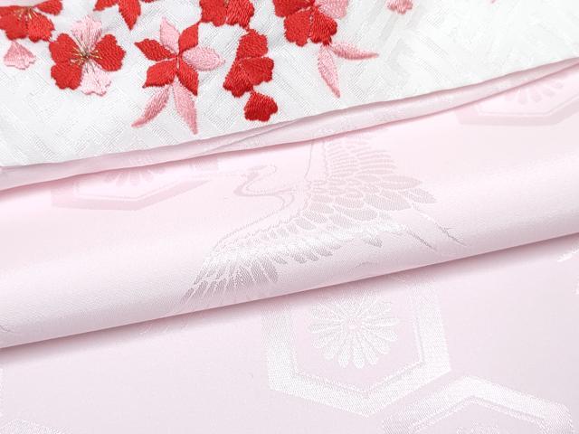平和屋着物[]七五三　女の子　３歳　祝着　三つ身　長襦袢(袷・半衿刺繍)セット　麻の葉梅花文　逸品　DABG3169ma