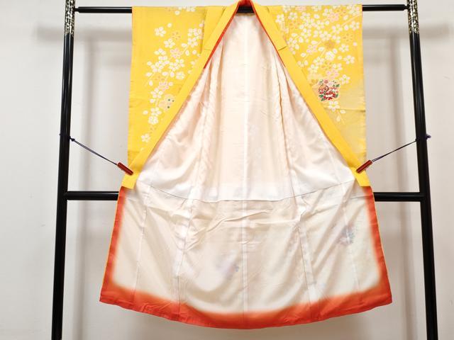 平和屋着物[]七五三　女の子　７歳　祝着　四つ身　長襦袢(単衣)セット　舞桜鞠花文　金彩　DABG3176ma