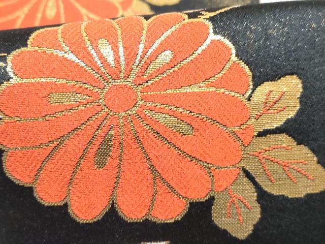平和屋着物[]女の子　子供　つけ帯　飛鶴花文　黒地　金糸　DABG3183ma