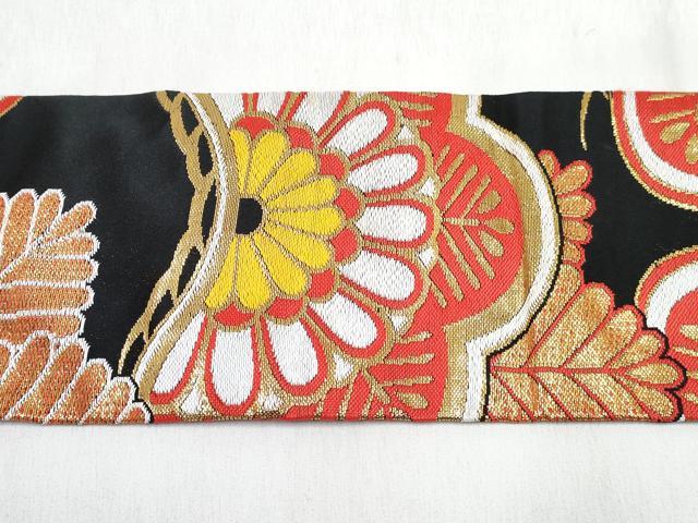 平和屋着物[]女の子　子供　つけ帯　松取り菊文　黒地　金糸　DABG3185ma