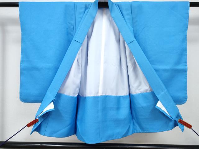 平和屋着物[]七五三　男の子　祝着・羽織・長襦袢(単衣)セット　勿忘草色　龍　兜　人物御所車松文　暈し染め　金銀彩　DABG3190ma