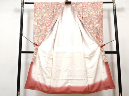 平和屋着物[]七五三　女の子　７歳　祝着　四つ身　襦袢(無双仕立て)・袋帯・小物セット　枝梅文　金彩　逸品　DABG3194ma
