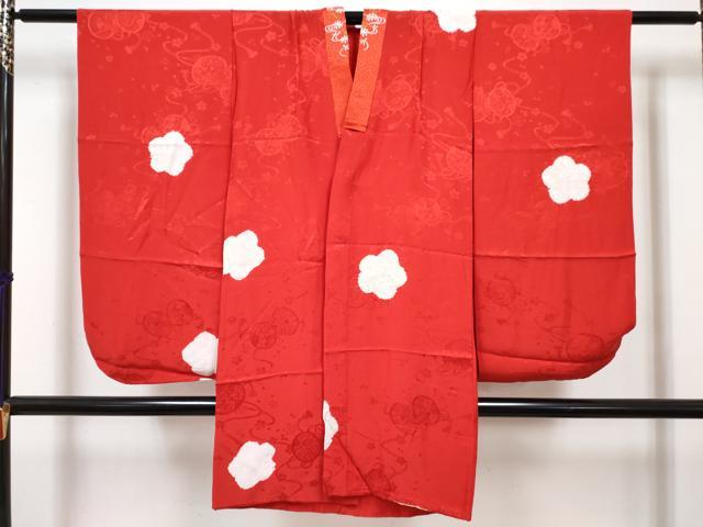 平和屋着物[]七五三　女の子　７歳　祝着　四つ身　襦袢(無双仕立て)・袋帯・小物セット　枝梅文　金彩　逸品　DABG3194ma