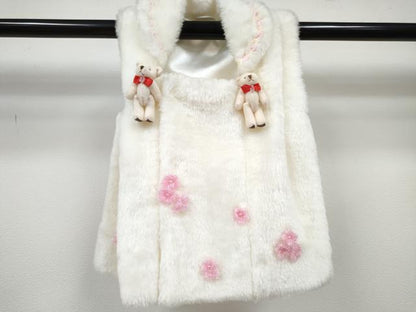 平和屋着物[]ベビー着物　二部式　女の子　子供　被布・草履セット　鞠花文　暈し染め　金彩　洗える着物　DABG3195ma