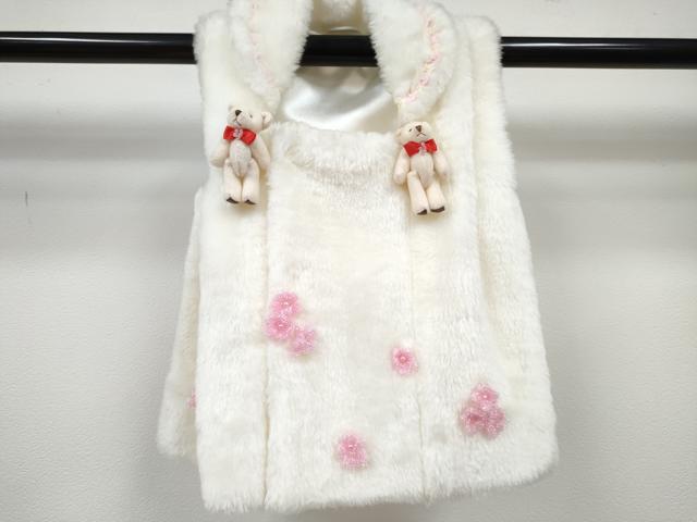 平和屋着物[]ベビー着物　二部式　女の子　子供　被布・草履セット　鞠花文　暈し染め　金彩　洗える着物　DABG3195ma