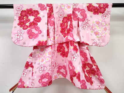 平和屋着物[]ベビー着物　松田聖子　SEIKOMATSUDA　女の子　子供　襦袢(単衣)・被布セット　花丸文　DABG3198ma