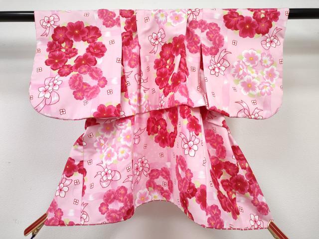 平和屋着物[]ベビー着物　松田聖子　SEIKOMATSUDA　女の子　子供　襦袢(単衣)・被布セット　花丸文　DABG3198ma