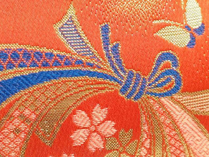 平和屋着物[]和装小物　女の子　子供　草履・バッグ・帯締め・小物セット　束ね熨斗花蝶文　金銀糸　箱付き　逸品　DABG3201ma
