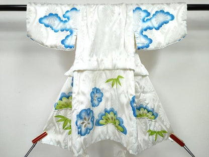 平和屋着物[]七五三　男の子　祝着・被布セット　刺繍　鷹　鷲　笹松花文　金彩　箱付き　洗える着物　DABG3209ma