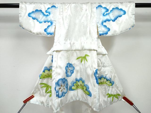 平和屋着物[]七五三　男の子　祝着・被布セット　刺繍　鷹　鷲　笹松花文　金彩　箱付き　洗える着物　DABG3209ma