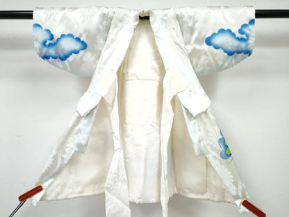 平和屋着物[]七五三　男の子　祝着・被布セット　刺繍　鷹　鷲　笹松花文　金彩　箱付き　洗える着物　DABG3209ma