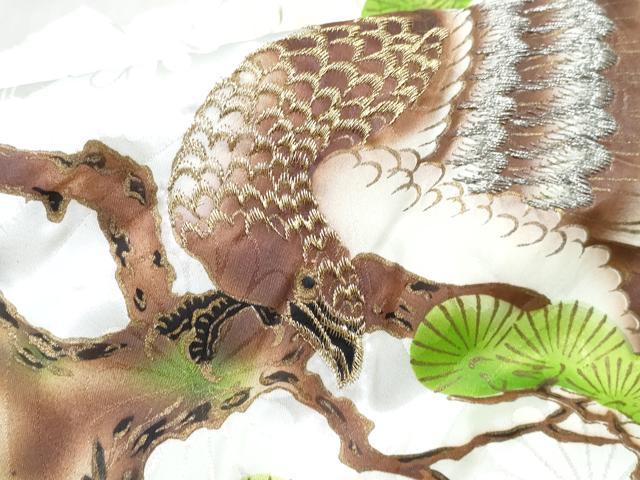 平和屋着物[]七五三　男の子　祝着・被布セット　刺繍　鷹　鷲　笹松花文　金彩　箱付き　洗える着物　DABG3209ma