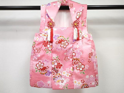 平和屋着物[]七五三　女の子　３歳　祝着　三つ身　長襦袢(単衣)・被布セット　鞠花文　金彩　未使用　DABG3213ma