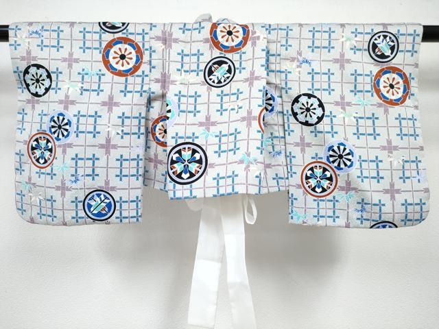 平和屋着物[]男の子　子供　二部式　被布セット　刺繍　兜　源氏車文　金糸　DABG3214ma