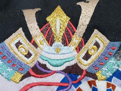平和屋着物[]男の子　子供　二部式　被布セット　刺繍　兜　源氏車文　金糸　DABG3214ma