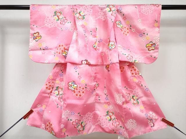 平和屋着物[]七五三　女の子　３歳　祝着　三つ身　長襦袢(単衣)・被布セット　舞花文　暈し染め　金彩　DABG3215ma