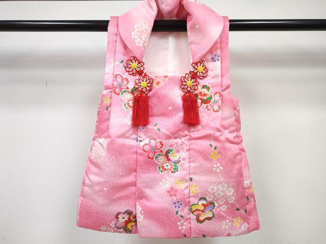 平和屋着物[]七五三　女の子　３歳　祝着　三つ身　長襦袢(単衣)・被布セット　舞花文　暈し染め　金彩　DABG3215ma