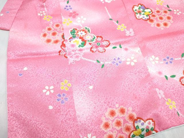 平和屋着物[]七五三　女の子　３歳　祝着　三つ身　長襦袢(単衣)・被布セット　舞花文　暈し染め　金彩　DABG3215ma