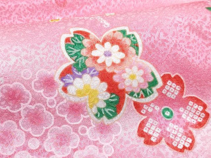 平和屋着物[]七五三　女の子　３歳　祝着　三つ身　長襦袢(単衣)・被布セット　舞花文　暈し染め　金彩　DABG3215ma
