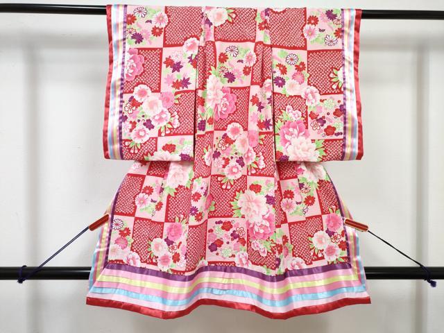 平和屋着物[]女の子　子供　十二単風　打掛　初節句　お引き摺り　襦袢・行灯袴セット　カチューシャ付き　牡丹花文　DABG3218ma