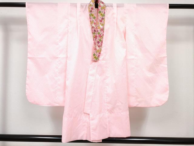 平和屋着物[]七五三 女の子 ３歳 祝着 三つ身 長襦袢(単衣)・被布・小物セット 花尽くし 暈し染め 金彩 鬼しぼ縮緬 洗える着物 DABG3219ma