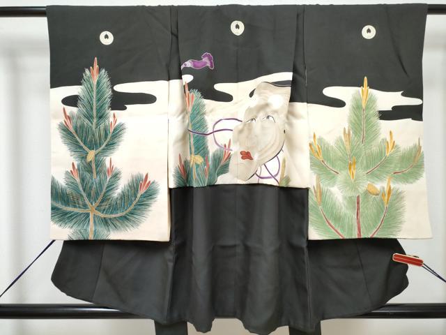 平和屋着物[]七五三　男の子　祝着・長襦袢(袷)セット　刺繍　翁　松文　金彩　逸品　DABG3225ma