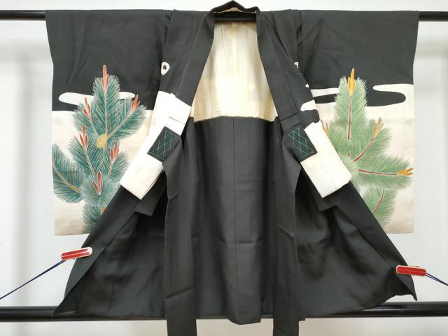 平和屋着物[]七五三　男の子　祝着・長襦袢(袷)セット　刺繍　翁　松文　金彩　逸品　DABG3225ma