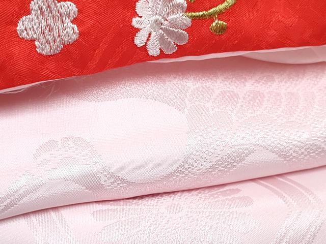 平和屋着物[]七五三　女の子　３歳　祝着　三つ身　長襦袢(袷・半衿刺繍)セット　扇面鴛鴦花文　暈し染め　金彩　逸品　DABG3229ma