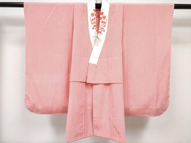 平和屋着物[]七五三　女の子　３歳　祝着　三つ身　長襦袢(無双仕立て・半衿刺繍)セット　絞り　舞花文　暈し染め　金彩　逸品　DABG3230ma