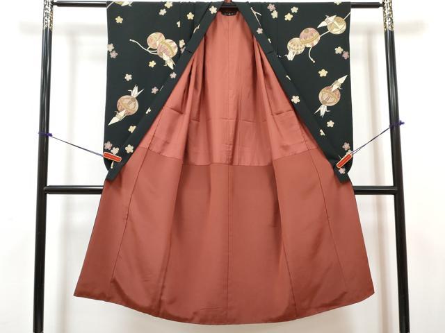 平和屋着物[]七五三 女の子 こむさでもーど・COMME CA DU MODE ７歳 祝着 四つ身 長襦袢セット 鞠花 折り鶴 黒地 洗える着物 DABG3233ma