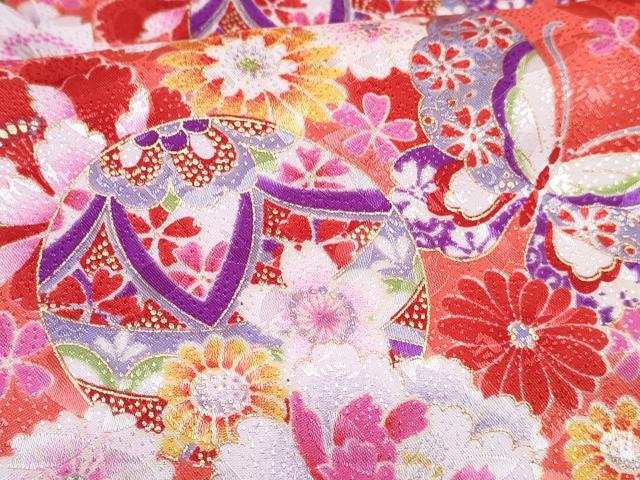 平和屋着物[]七五三　女の子　３歳　祝着　三つ身　被布セット　鞠花蝶文　暈し染め　金彩　DABG3235ma