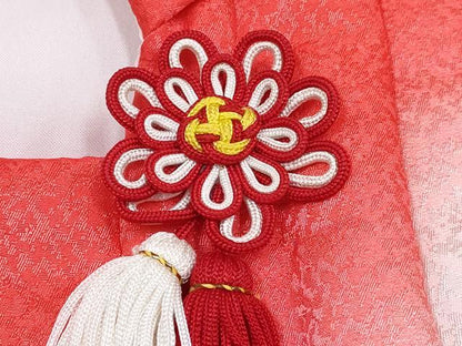 平和屋着物[]七五三　女の子　３歳　祝着　三つ身　被布セット　鞠花蝶文　暈し染め　金彩　DABG3235ma