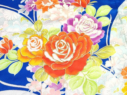 平和屋着物[]七五三　女の子　７歳　祝着　四つ身　長襦袢(単衣)セット　駒刺繍　花蝶文　金彩　逸品　DABG3237ma