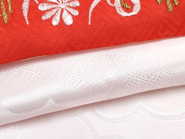 平和屋着物[]七五三　女の子　３歳　祝着　三つ身　長襦袢(袷・半衿刺繍)セット　絞り　花丸文　金彩　逸品　DABG3239ma