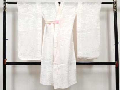 平和屋着物[]七五三　女の子　７歳　祝着　四つ身　長襦袢(単衣)セット　駒刺繍　鳳凰鼓花文　金彩　逸品　DABG3240ma