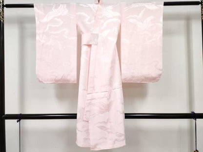 平和屋着物[]七五三　女の子　３歳　祝着　三つ身　長襦袢(袷)セット　駒刺繍　絞り　檜扇鳳凰鼓花文　暈し染め　金彩　逸品　DABG3241ma