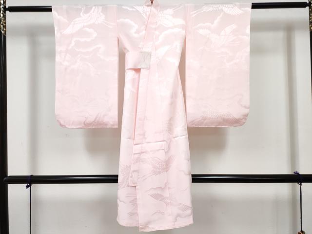平和屋着物[]七五三　女の子　３歳　祝着　三つ身　長襦袢(袷)セット　駒刺繍　絞り　檜扇鳳凰鼓花文　暈し染め　金彩　逸品　DABG3241ma