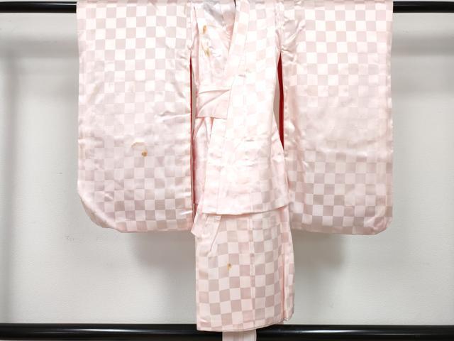 平和屋着物[]七五三　女の子　３歳　祝着　三つ身　長襦袢(袷)セット　駒刺繍　陶器牡丹花文　金彩　洗える着物　DABG3243ma