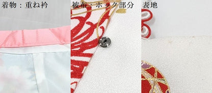 平和屋着物[]七五三　女の子　３歳　祝着　三つ身　被布セット　舞花文　金彩　DABG3244ma