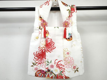 平和屋着物[]七五三　女の子　３歳　祝着　三つ身　被布セット　舞花文　金彩　DABG3244ma