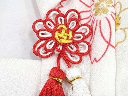 平和屋着物[]七五三　女の子　３歳　祝着　三つ身　被布セット　舞花文　金彩　DABG3244ma