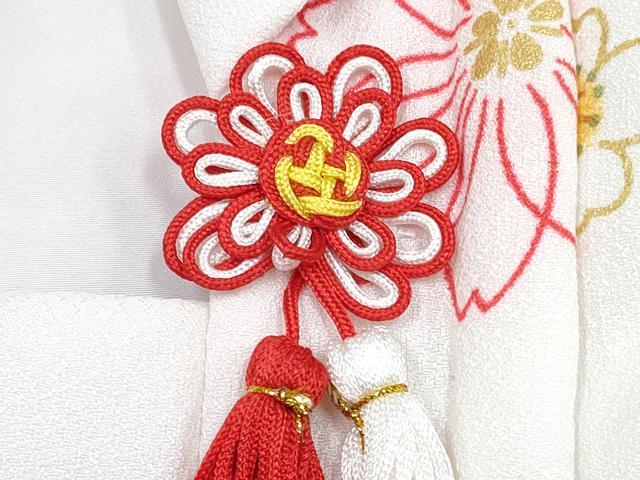 平和屋着物[]七五三　女の子　３歳　祝着　三つ身　被布セット　舞花文　金彩　DABG3244ma