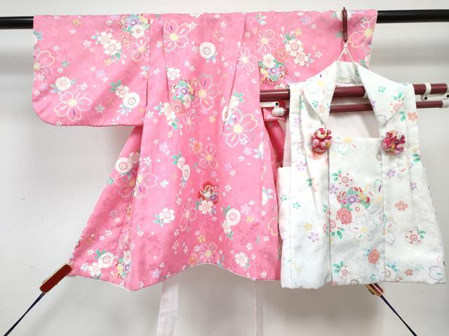平和屋着物[]女の子　子供　ベビー着物　被布セット　舞花文　DABG3245ma
