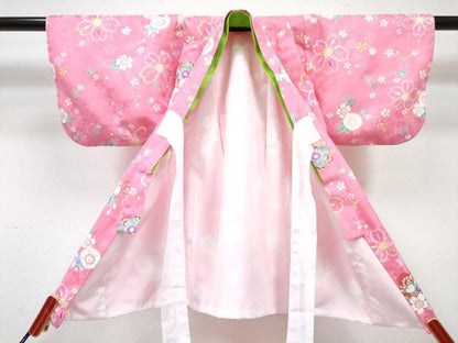 平和屋着物[]女の子　子供　ベビー着物　被布セット　舞花文　DABG3245ma