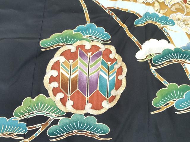 平和屋着物[]七五三　男の子　祝着・長襦袢(袷)セット　龍　兜　几帳矢羽松文　金銀彩　逸品　DABG3247ma